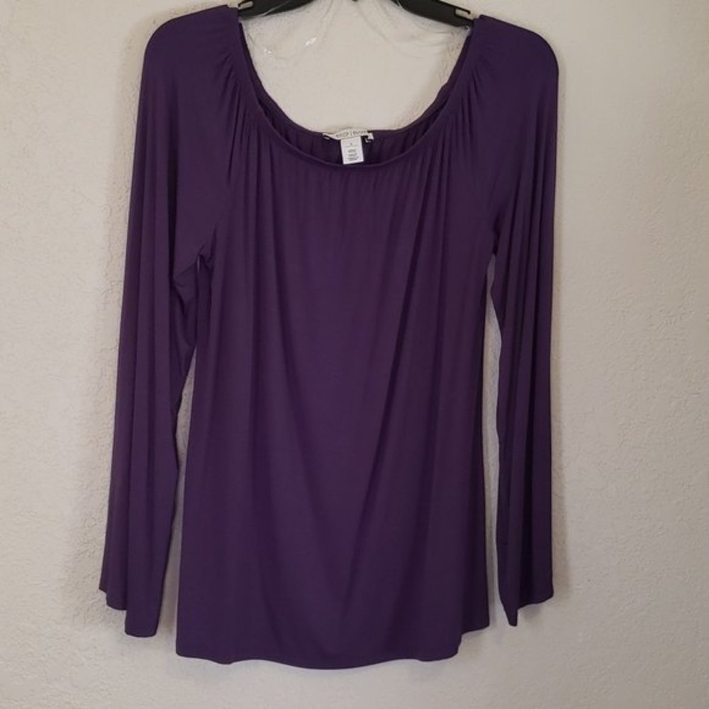 White House Black Market Bohemian Purple Top Sz Small Long Bell Sleeves